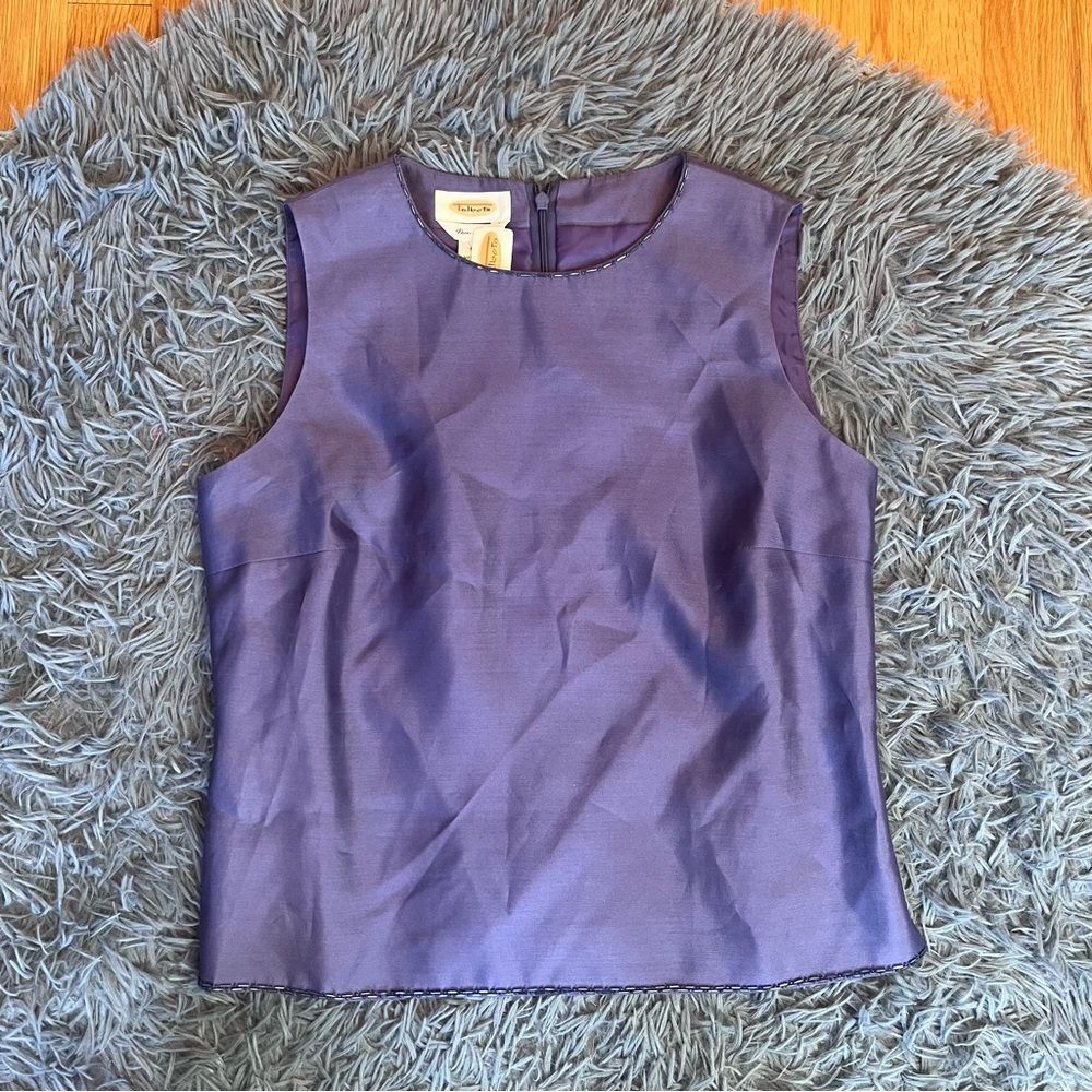 Talbots Blue Purple Silk Blouse Top Size 6 NWT